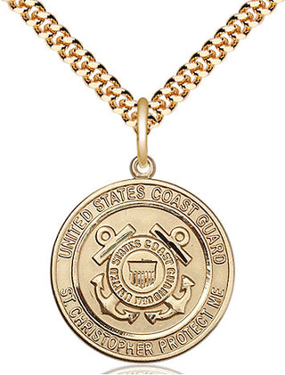 14kt Gold Filled Coast Guard St Christopher Medal Religious Jewelry Engraved Catholic Saint Jewelry