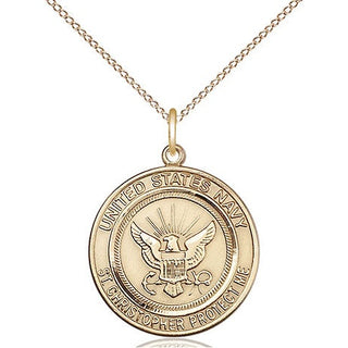 14kt Gold Filled Navy St Christopher Medal Religious Jewelry Engraved Catholic Saint Jewelry