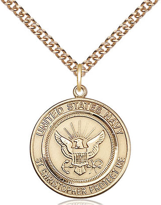 14kt Gold Filled Navy St Christopher Medal Religious Jewelry Engraved Catholic Saint Jewelry