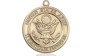 14kt Gold Army St Christopher Medal Engraved Catholic Saint Jewelry