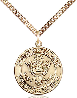 14kt Gold Army St Christopher Medal Engraved Catholic Saint Jewelry