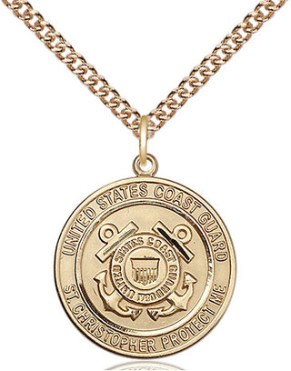 14kt Gold Coast Guard St Christopher Medal Engraved Catholic Saint Jewelry