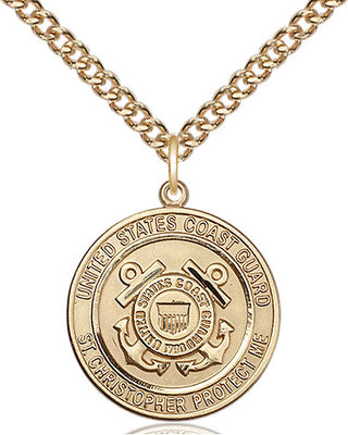 14kt Gold Coast Guard St Christopher Medal Engraved Catholic Saint Jewelry