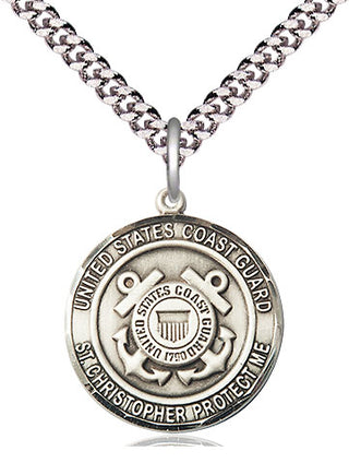 Sterling Silver Coast Guard St Christopher Medal Religious Jewelry Engraved Catholic Saint Jewelry