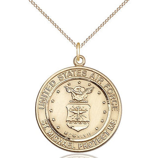 14kt Gold Filled Air Force St Michael Medal Catholic Jewelry Engraved Catholic Saint Jewelry