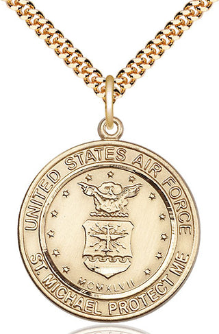14kt Gold Filled Air Force St Michael Medal Catholic Jewelry Engraved Catholic Saint Jewelry