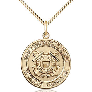 14kt Gold Filled Coast Guard St Michael Medal Catholic Jewelry Engraved Catholic Saint Jewelry