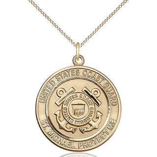 14kt Gold Filled Coast Guard St Michael Medal Catholic Jewelry Engraved Catholic Saint Jewelry