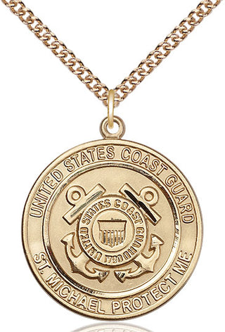 14kt Gold Filled Coast Guard St Michael Medal Catholic Jewelry Engraved Catholic Saint Jewelry