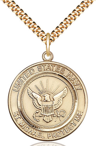 14kt Gold Filled Navy St Michael Medal Catholic Jewelry Engraved Catholic Saint Jewelry