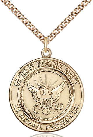 14kt Gold Filled Navy St Michael Medal Catholic Jewelry Engraved Catholic Saint Jewelry
