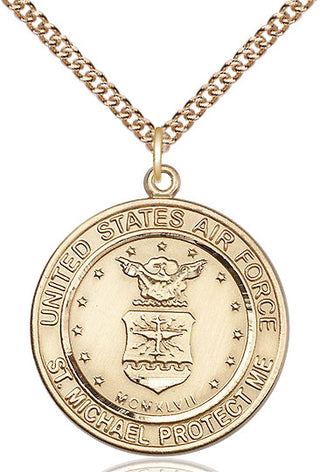 14kt Gold Air Force St Michael Medal Engraved Catholic Saint Jewelry