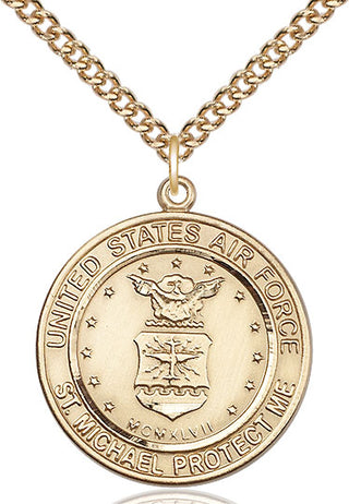 14kt Gold Air Force St Michael Medal Engraved Catholic Saint Jewelry