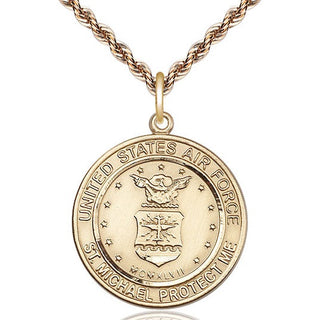 14kt Gold Air Force St Michael Medal Engraved Catholic Saint Jewelry