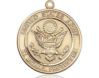 14kt Gold Army St Michael Medal Engraved Catholic Saint Jewelry