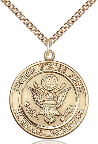 14kt Gold Army St Michael Medal Engraved Catholic Saint Jewelry
