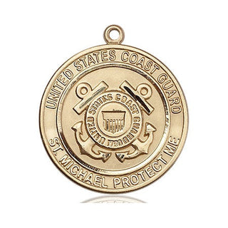 14kt Gold Coast Guard St Michael Medal Engraved Catholic Saint Jewelry