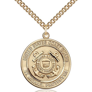 14kt Gold Coast Guard St Michael Medal Engraved Catholic Saint Jewelry