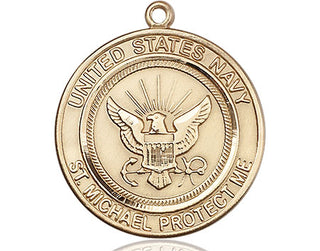 14kt Gold Navy St Michael Medal Engraved Catholic Saint Jewelry