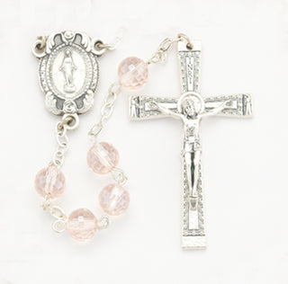 8MM Pink 96 Faceted Rosary
