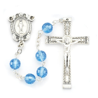 8MM Sapphire 96 Faceted Rosary