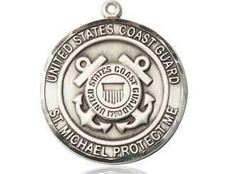 Sterling Silver Coast Guard St Michael Medal Engraved Catholic Saint Jewelry