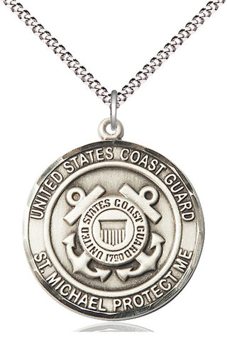 Sterling Silver Coast Guard St Michael Medal Catholic Jewelry Engraved Catholic Saint Jewelry