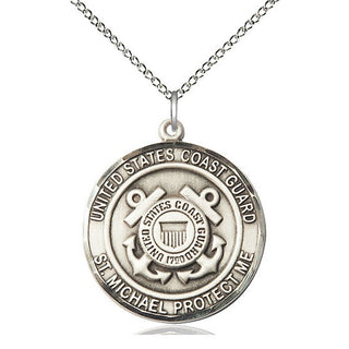 Sterling Silver Coast Guard St Michael Medal Catholic Jewelry Engraved Catholic Saint Jewelry