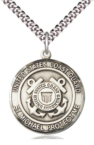 Sterling Silver Coast Guard St Michael Medal Catholic Jewelry Engraved Catholic Saint Jewelry
