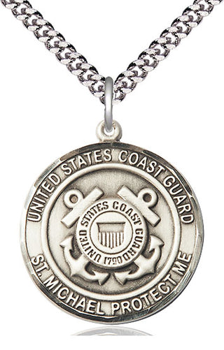 Sterling Silver Coast Guard St Michael Medal Catholic Jewelry Engraved Catholic Saint Jewelry