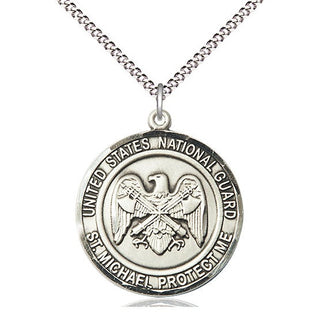 Sterling Silver National Guard St Michael Medal Catholic Jewelry Engraved Catholic Saint Jewelry