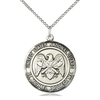 Sterling Silver National Guard St Michael Medal Catholic Jewelry Engraved Catholic Saint Jewelry