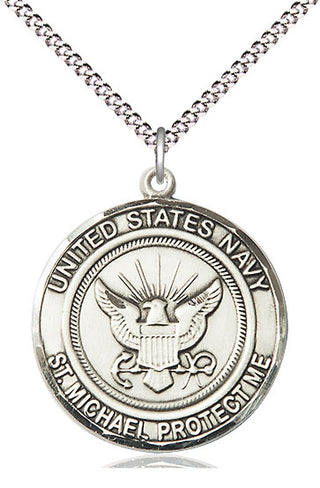 Sterling Silver Navy St Michael Medal Catholic Jewelry Engraved Catholic Saint Jewelry
