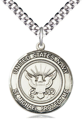 Sterling Silver Navy St Michael Medal Catholic Jewelry Engraved Catholic Saint Jewelry