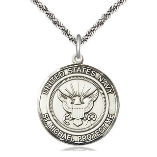 Sterling Silver Navy St Michael Medal Catholic Jewelry Engraved Catholic Saint Jewelry