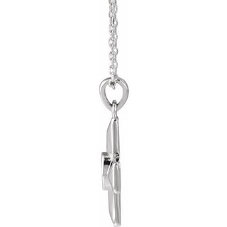 Platinum Natural White Opal Gratitude Cross 16-18" Necklace