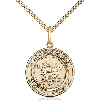 14kt Gold Filled Navy St Michael Medal Religious Jewelry Engraved Catholic Saint Jewelry