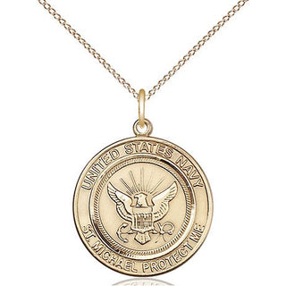 14kt Gold Filled Navy St Michael Medal Religious Jewelry Engraved Catholic Saint Jewelry