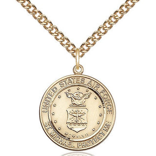 14kt Gold Air Force St Michael Medal Engraved Catholic Saint Jewelry