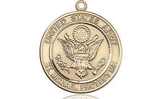 14kt Gold Army St Michael Medal Engraved Catholic Saint Jewelry