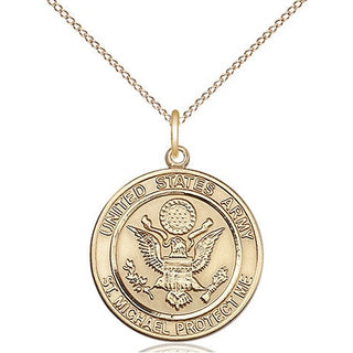 14kt Gold Army St Michael Medal Engraved Catholic Saint Jewelry