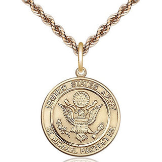 14kt Gold Army St Michael Medal Engraved Catholic Saint Jewelry