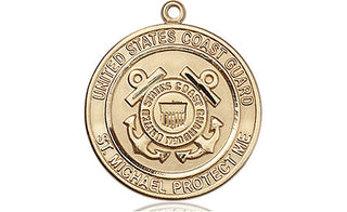 14kt Gold Coast Guard St Michael Medal Engraved Catholic Saint Jewelry