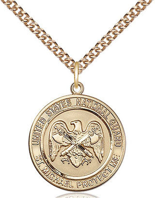 14kt Gold National Guard St Michael Medal Engraved Catholic Saint Jewelry