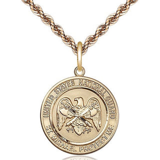14kt Gold National Guard St Michael Medal Engraved Catholic Saint Jewelry