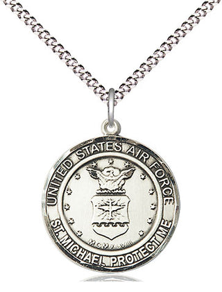 Sterling Silver Air Force St Michael Medal Religious Jewelry Engraved Catholic Saint Jewelry