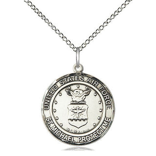 Sterling Silver Air Force St Michael Medal Religious Jewelry Engraved Catholic Saint Jewelry