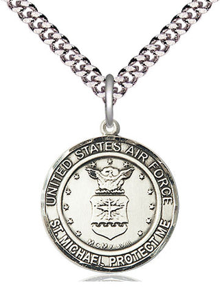 Sterling Silver Air Force St Michael Medal Religious Jewelry Engraved Catholic Saint Jewelry