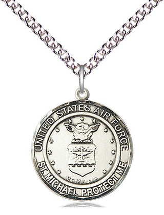 Sterling Silver Air Force St Michael Medal Religious Jewelry Engraved Catholic Saint Jewelry