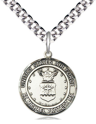 Sterling Silver Air Force St Michael Medal Religious Jewelry Engraved Catholic Saint Jewelry